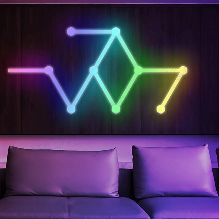 Splicing Light DIY Atmosphere Light RGB Smart Wall Light Voice Control Lamp for Esports Room Bedroom Bar Decoration Night Light serenya