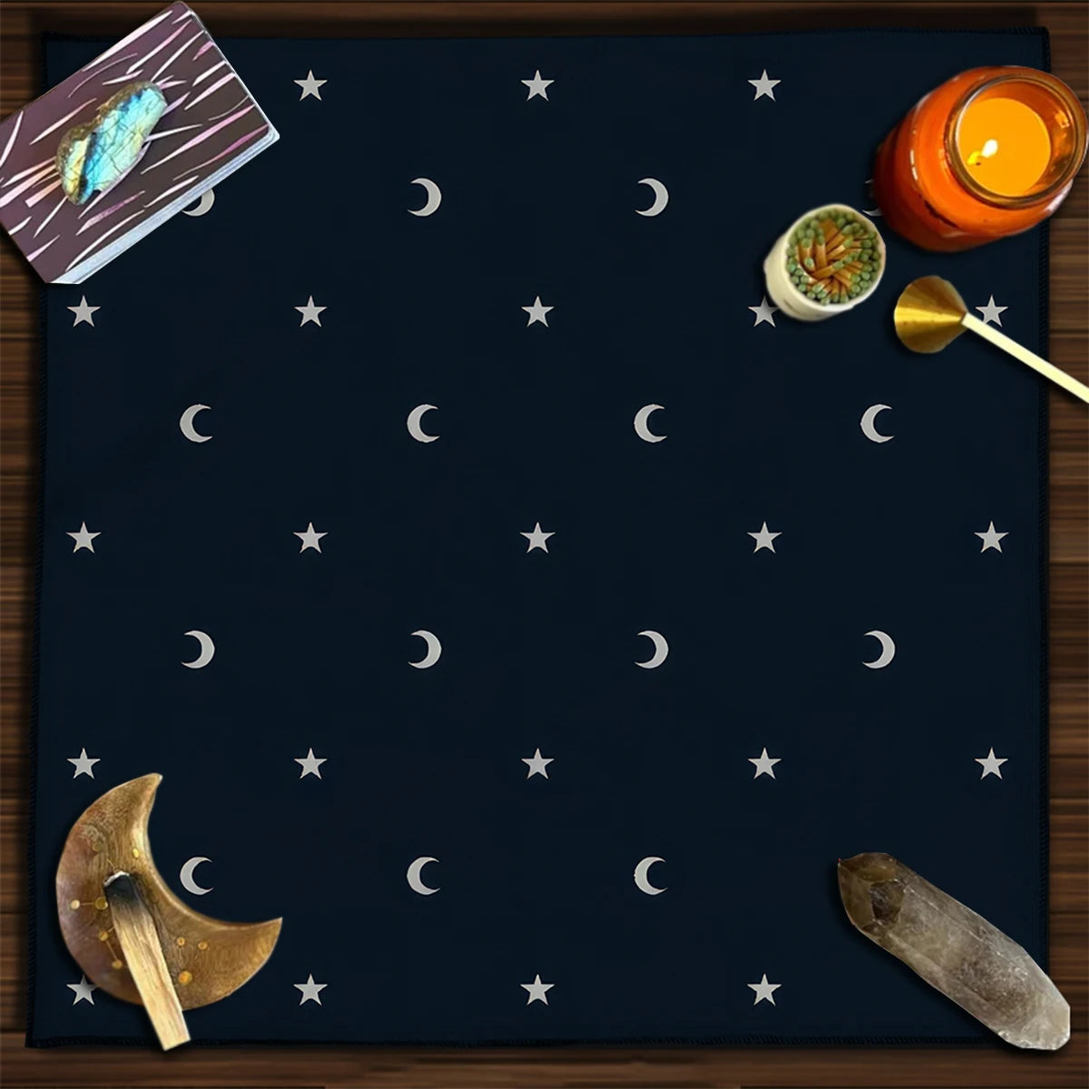Nappe d'Autel Soleil & Lune — Tissu de Divination Ésotérique serenya
