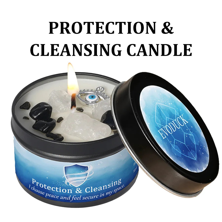 White Sage Frankincense Crystal Scented Candle Protection Cleansing Aromatherapy Meditation Room Decor Spiritual Yoga Gift 3oz serenya