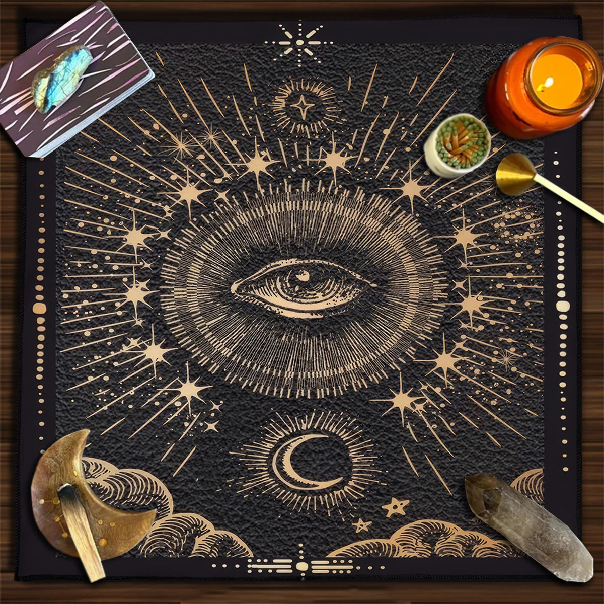 Sun & Moon Altar Cloth Tarot Table Cloth Geometric Star Starry Sky Constellation Divination Cloth Witchcraft Astrology Decor serenya