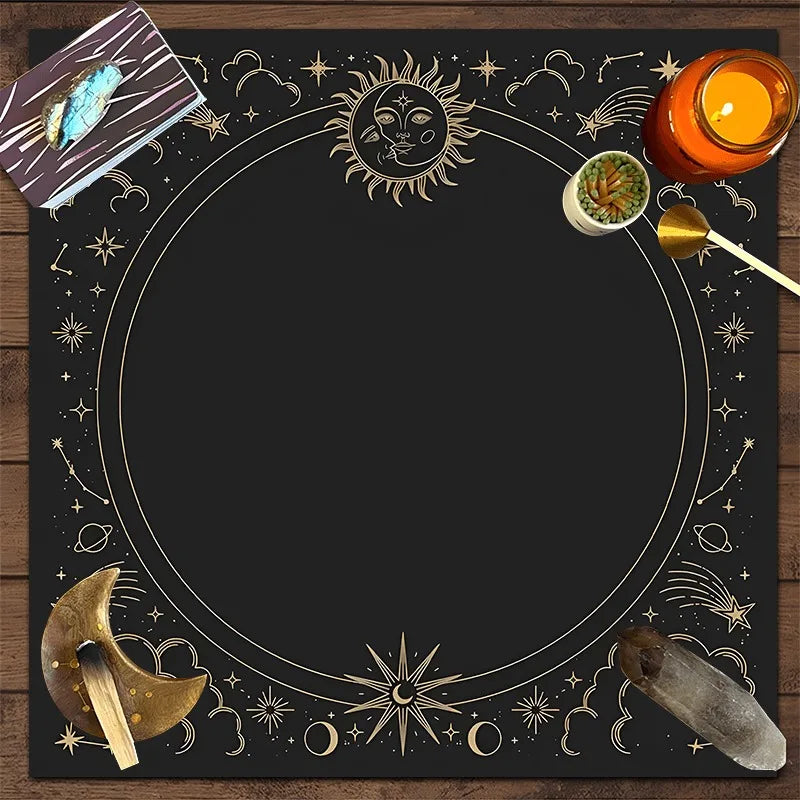 Sun & Moon Altar Cloth Tarot Table Cloth Geometric Star Starry Sky Constellation Divination Cloth Witchcraft Astrology Decor serenya