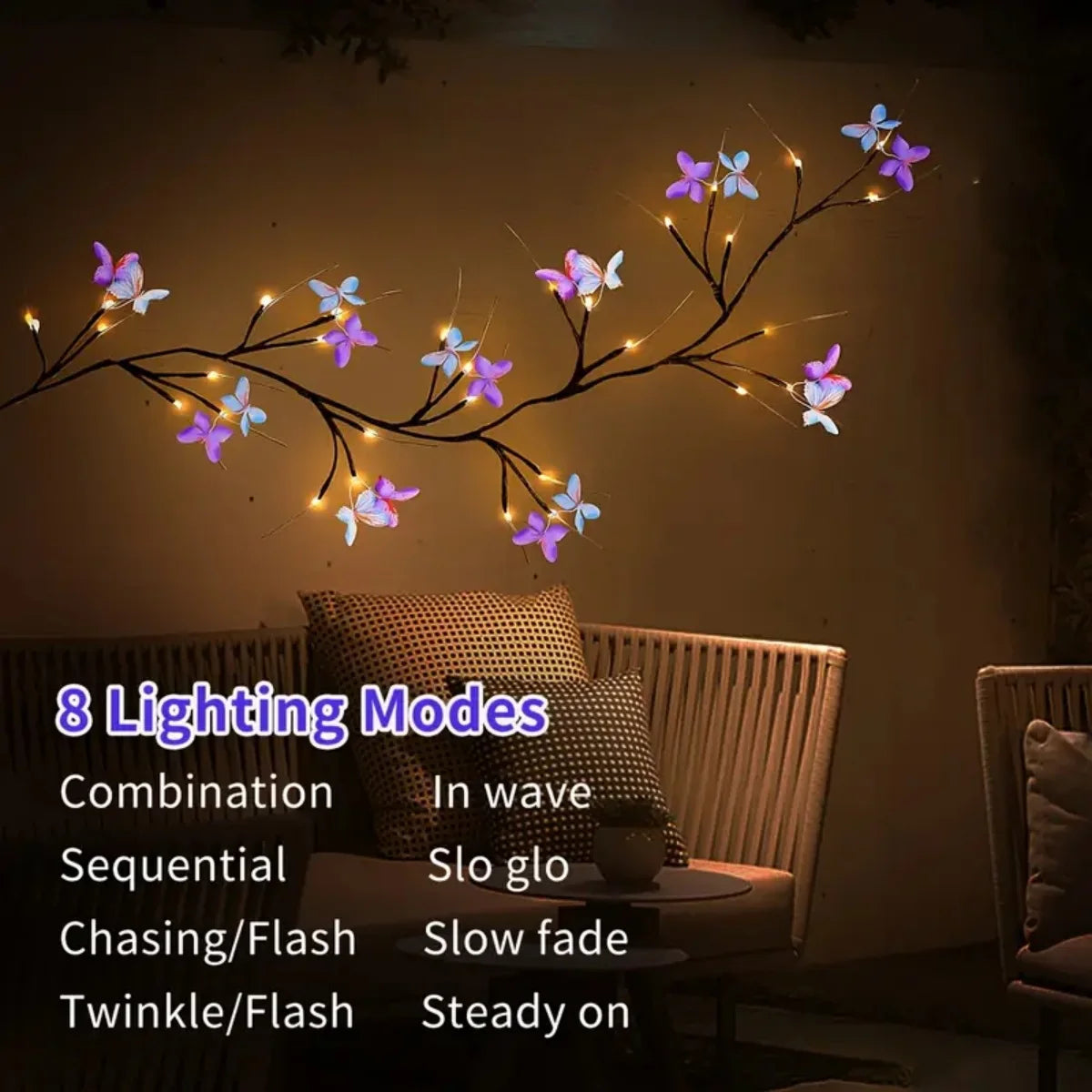 LED Butterfly String Lights — Enchanted Wall Decor 8 Modes USB