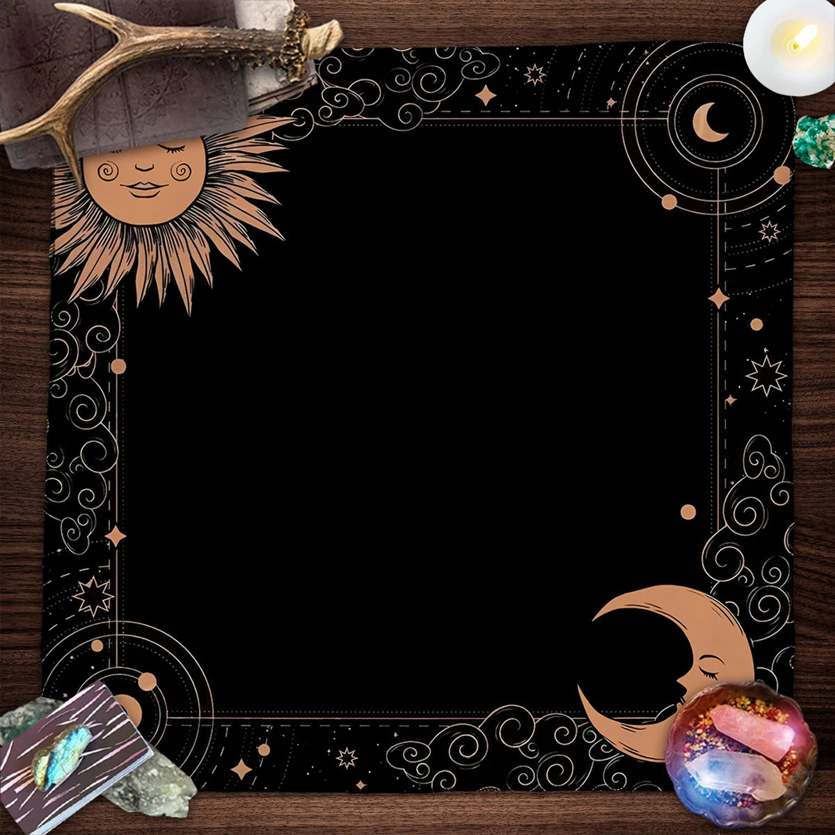 Sun & Moon Altar Cloth Tarot Table Cloth Geometric Star Starry Sky Constellation Divination Cloth Witchcraft Astrology Decor serenya