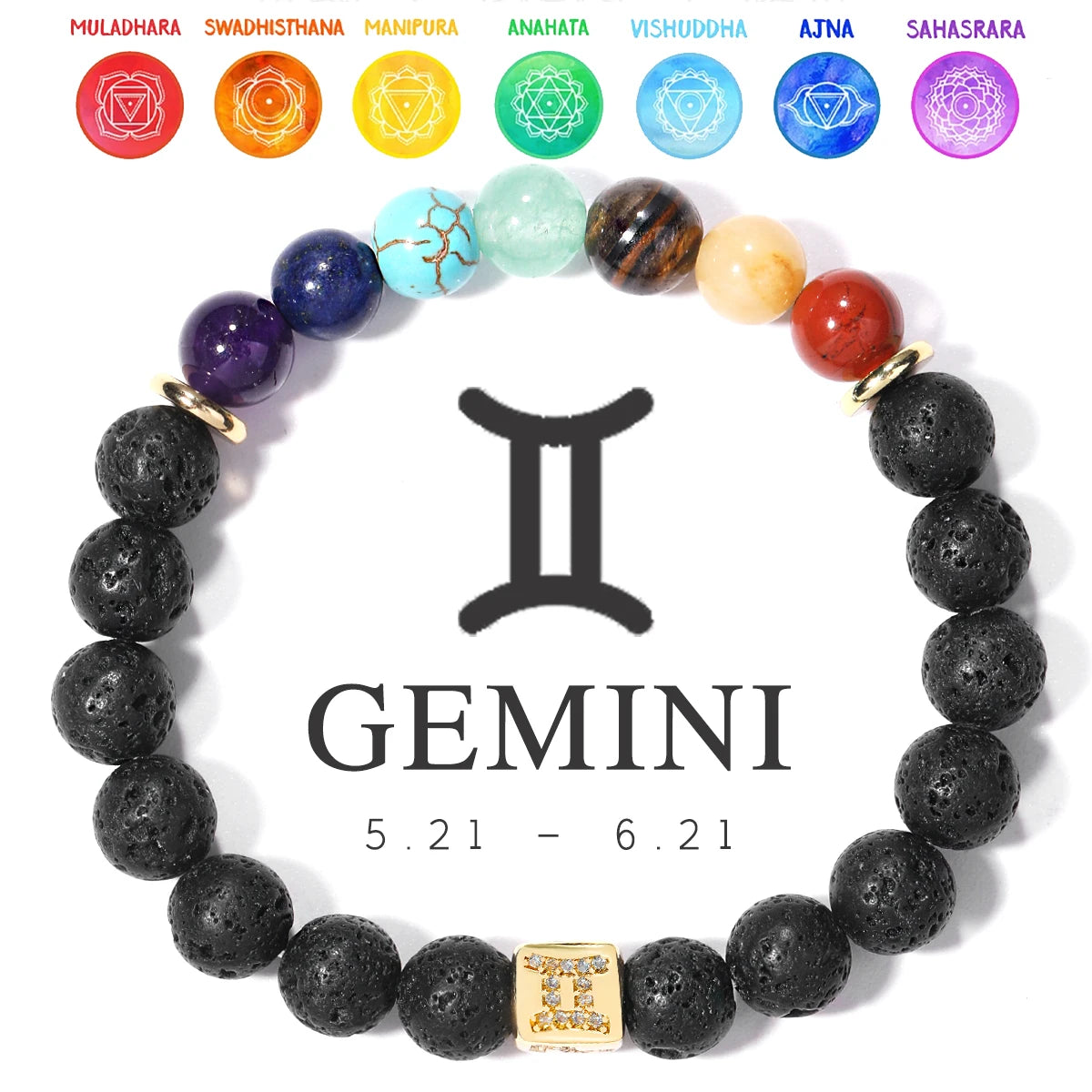 7 Chakra Bracelet 12 Zodiac Bracelet Stainless Steel Energy Natural Volcanic Stone Beads 8mm Women Men's Bracelets Chakra Gift serenya