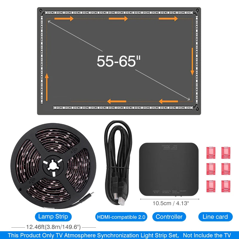 2024 New Ambient TV LED Backlight Sync to Screen For 40-85Inch Real-Time Sync LED Light Strip For 4K HDMI-Compatible 2.0 Device serenya