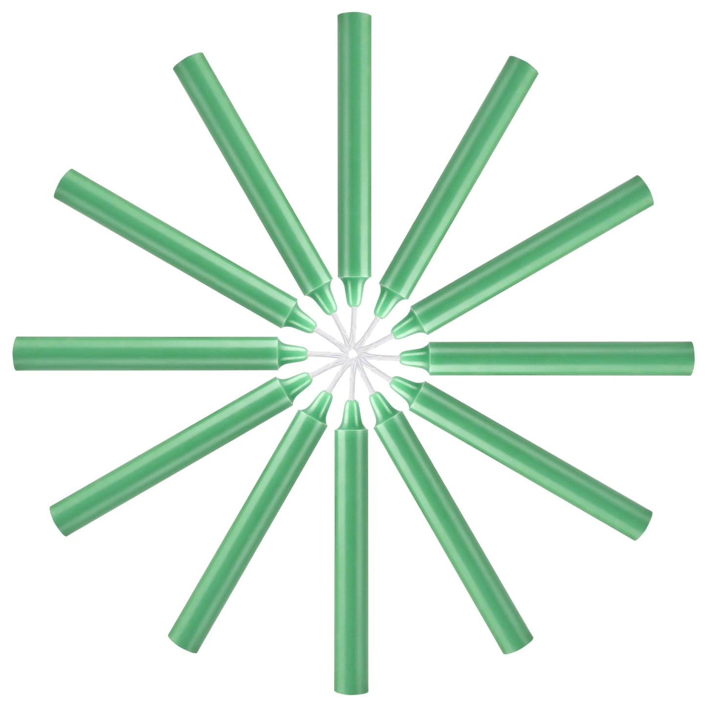 12 Pcs 3.9*0.4In（10.1*1.2Cm） Green Small Stick Candles, No Drip, No Smoke, No Scent, Household Dinner Candles, Hand-Poured, High-Quality, Suitable for Various Places and Holidays. serenya
