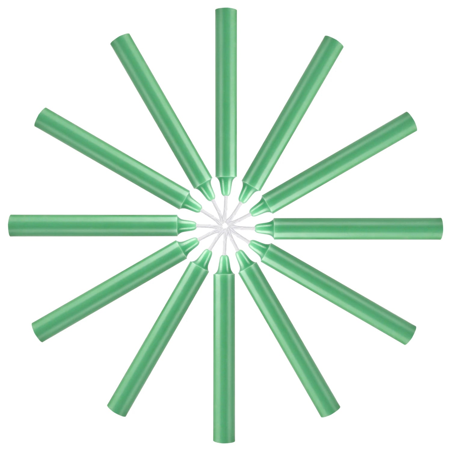 12 Pcs 3.9*0.4In（10.1*1.2Cm） Green Small Stick Candles, No Drip, No Smoke, No Scent, Household Dinner Candles, Hand-Poured, High-Quality, Suitable for Various Places and Holidays. serenya