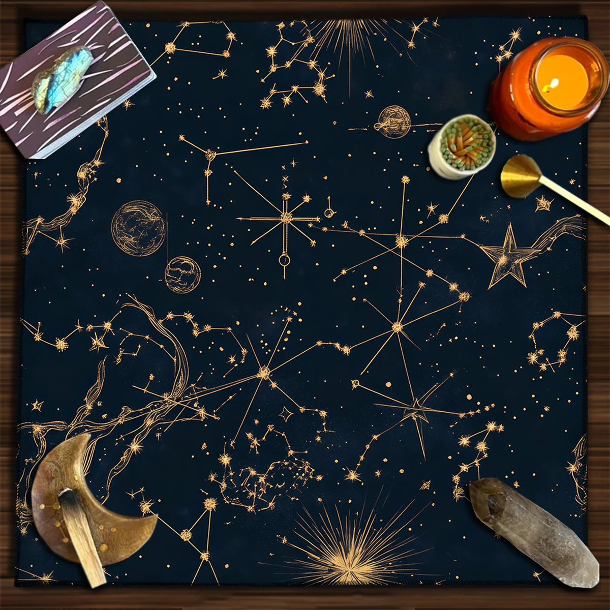 Sun & Moon Altar Cloth Tarot Table Cloth Geometric Star Starry Sky Constellation Divination Cloth Witchcraft Astrology Decor serenya