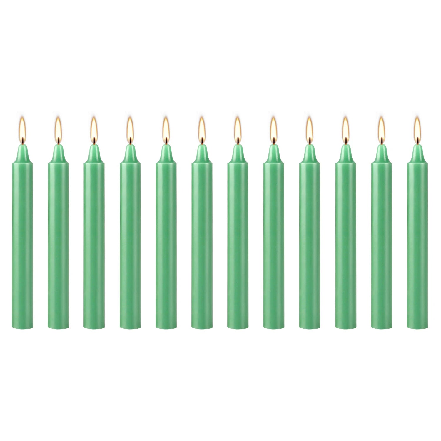 12 Pcs 3.9*0.4In（10.1*1.2Cm） Green Small Stick Candles, No Drip, No Smoke, No Scent, Household Dinner Candles, Hand-Poured, High-Quality, Suitable for Various Places and Holidays. serenya