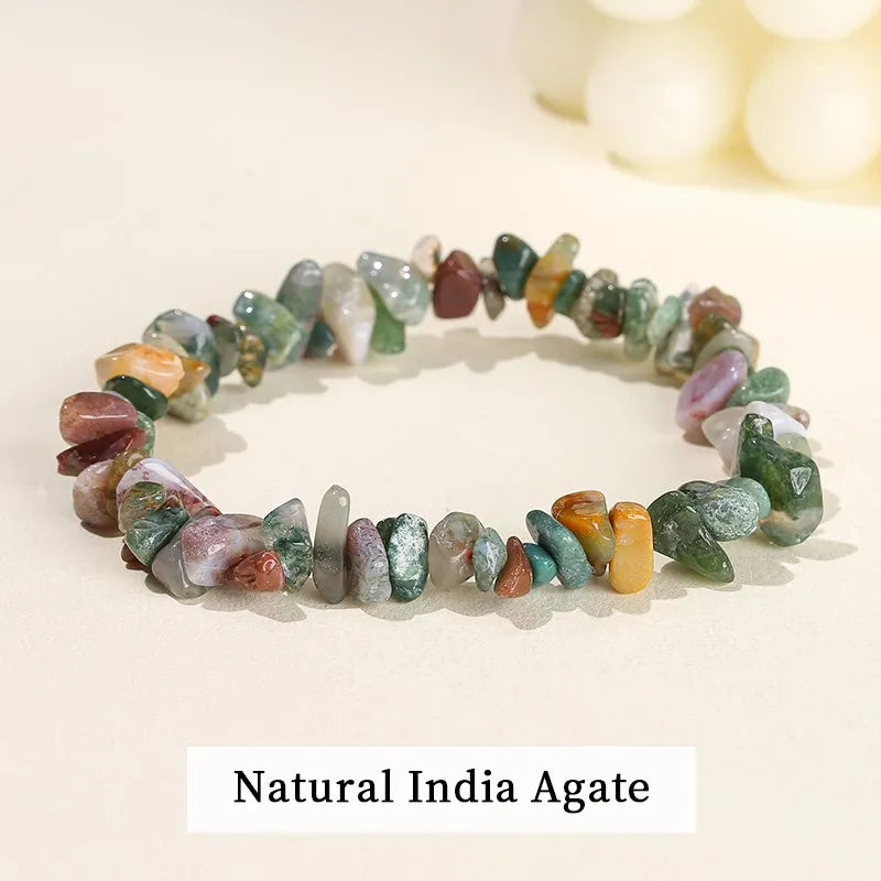 Natural Amethyst Chips Bracelet Healing Chakra Yoga Meditation and Positive Energy Crystal Stretch Bangles Gift for Girlfriend serenya