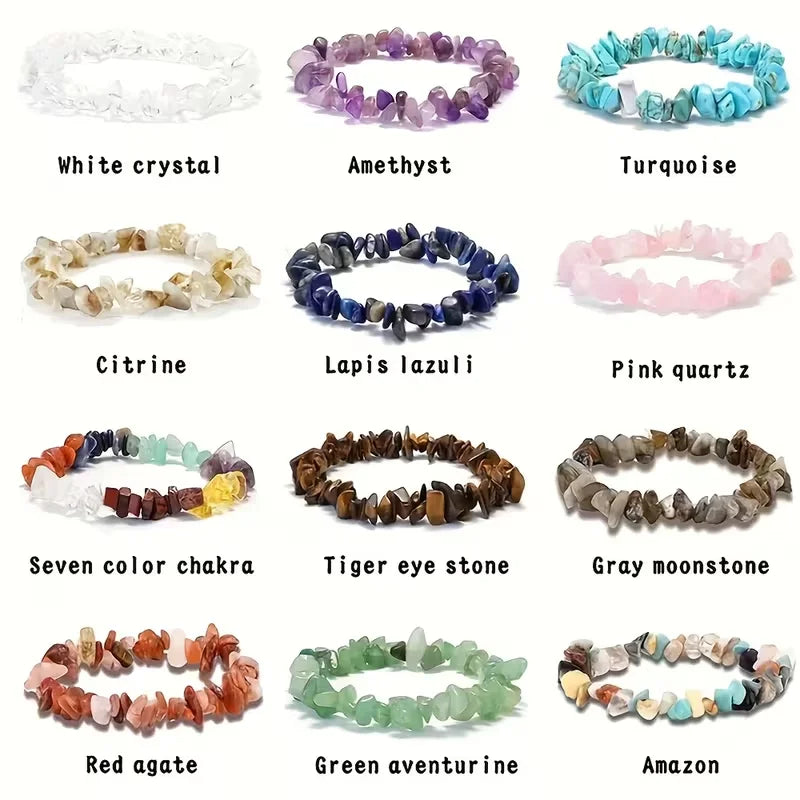 Natural Amethyst Chips Bracelet Healing Chakra Yoga Meditation and Positive Energy Crystal Stretch Bangles Gift for Girlfriend serenya