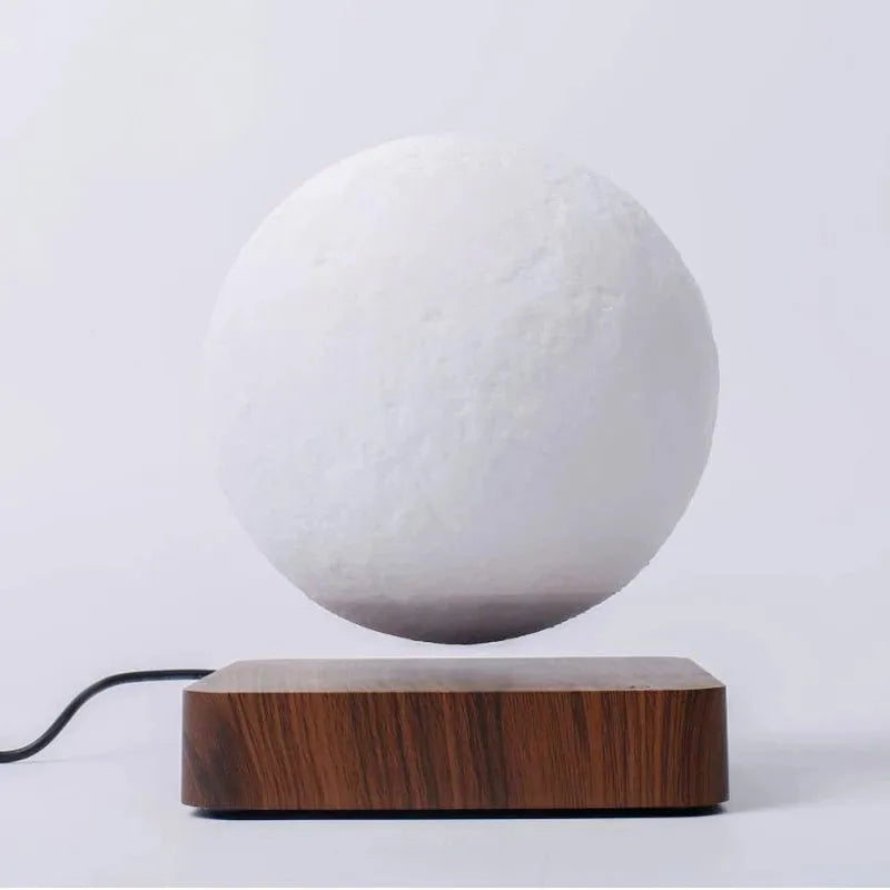 ZK30 Levitating Moon Lamp Night Light Floating 3D Printing LED Moon Lamp with Wooden Base and Magnetic with 3 Colors serenya