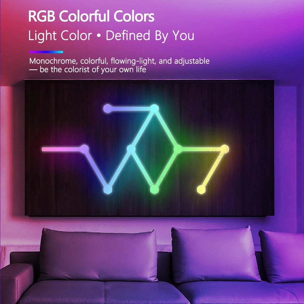Splicing Light DIY Atmosphere Light RGB Smart Wall Light Voice Control Lamp for Esports Room Bedroom Bar Decoration Night Light serenya