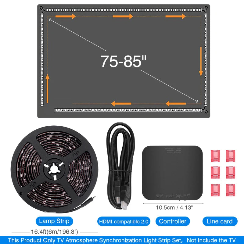 2024 New Ambient TV LED Backlight Sync to Screen For 40-85Inch Real-Time Sync LED Light Strip For 4K HDMI-Compatible 2.0 Device serenya