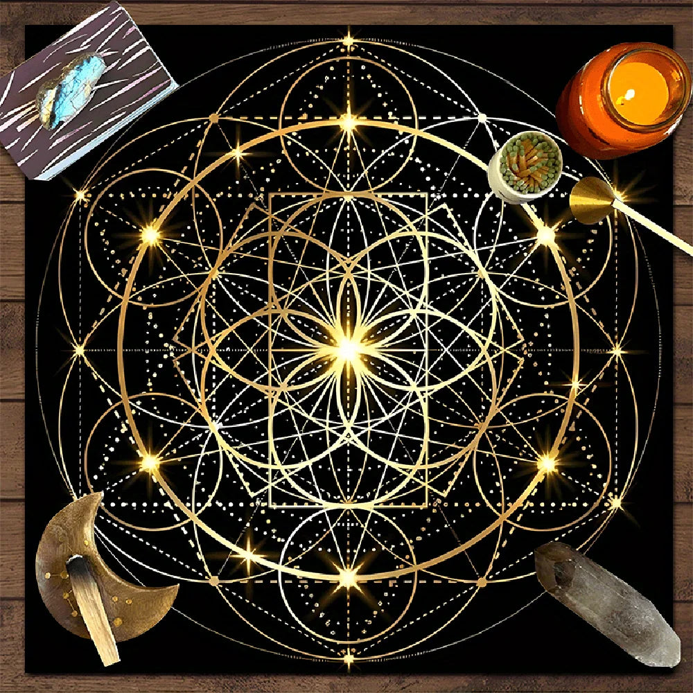Sun & Moon Altar Cloth Tarot Table Cloth Geometric Star Starry Sky Constellation Divination Cloth Witchcraft Astrology Decor serenya