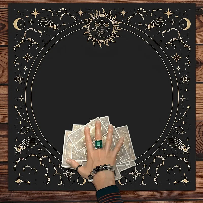 Sun & Moon Altar Cloth Tarot Table Cloth Geometric Star Starry Sky Constellation Divination Cloth Witchcraft Astrology Decor serenya