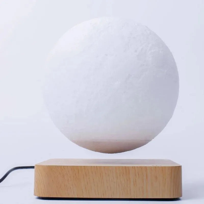 ZK30 Levitating Moon Lamp Night Light Floating 3D Printing LED Moon Lamp with Wooden Base and Magnetic with 3 Colors serenya