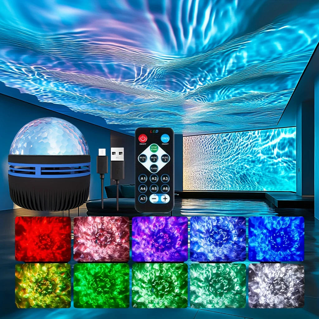 Starry Night Sky Projector LED NightLights USB Plug-in Remote Control RGB Galaxy Light 7 Modes for Party Room Bedroom Bar Decor serenya