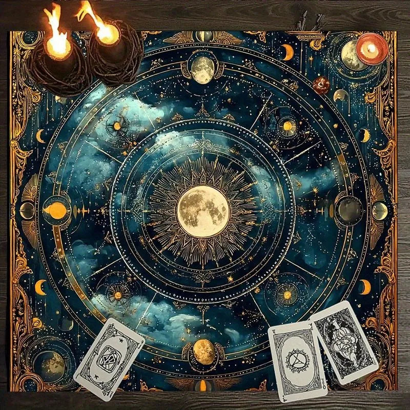 Sun & Moon Altar Cloth Tarot Table Cloth Geometric Star Starry Sky Constellation Divination Cloth Witchcraft Astrology Decor serenya