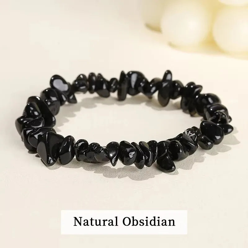 Natural Amethyst Chips Bracelet Healing Chakra Yoga Meditation and Positive Energy Crystal Stretch Bangles Gift for Girlfriend serenya