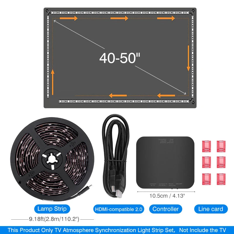2024 New Ambient TV LED Backlight Sync to Screen For 40-85Inch Real-Time Sync LED Light Strip For 4K HDMI-Compatible 2.0 Device serenya