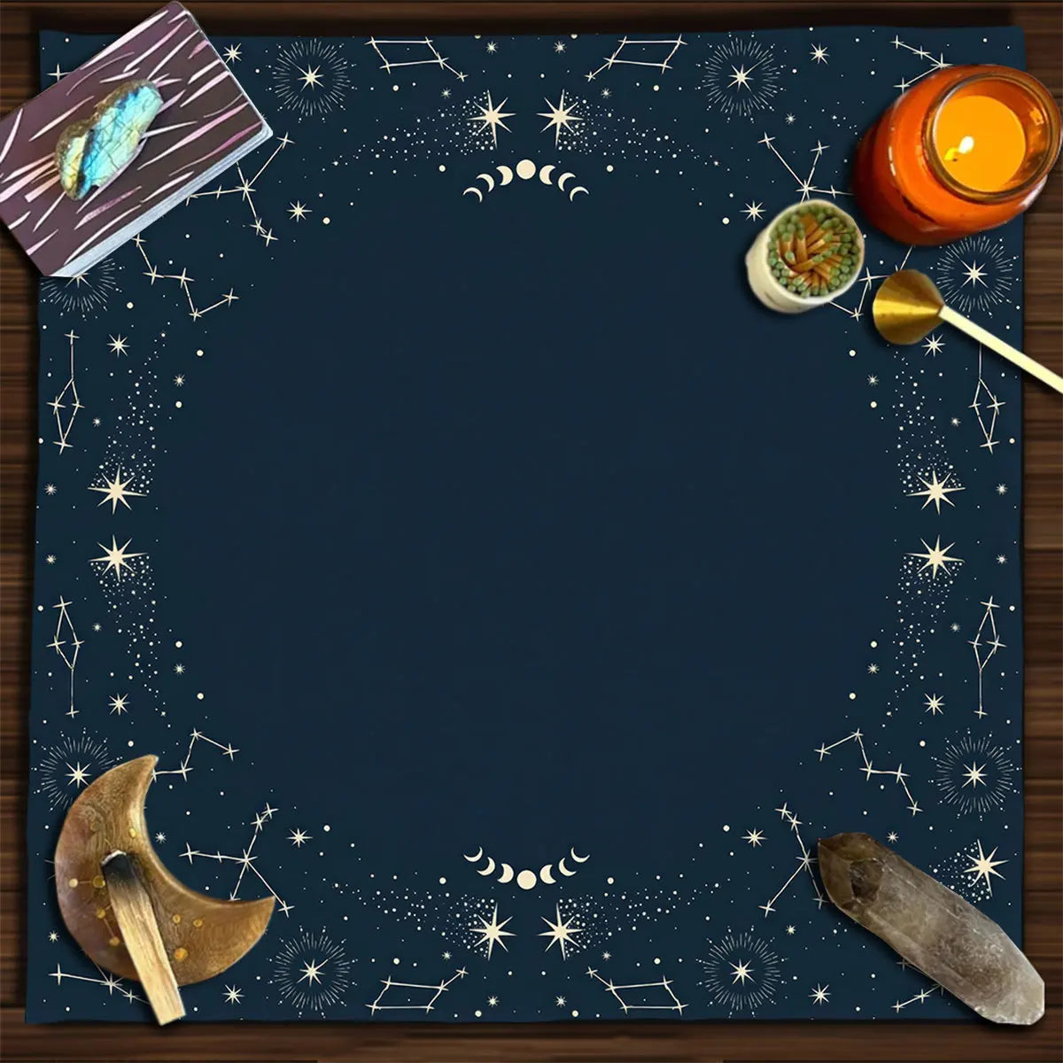 Sun & Moon Altar Cloth Tarot Table Cloth Geometric Star Starry Sky Constellation Divination Cloth Witchcraft Astrology Decor serenya