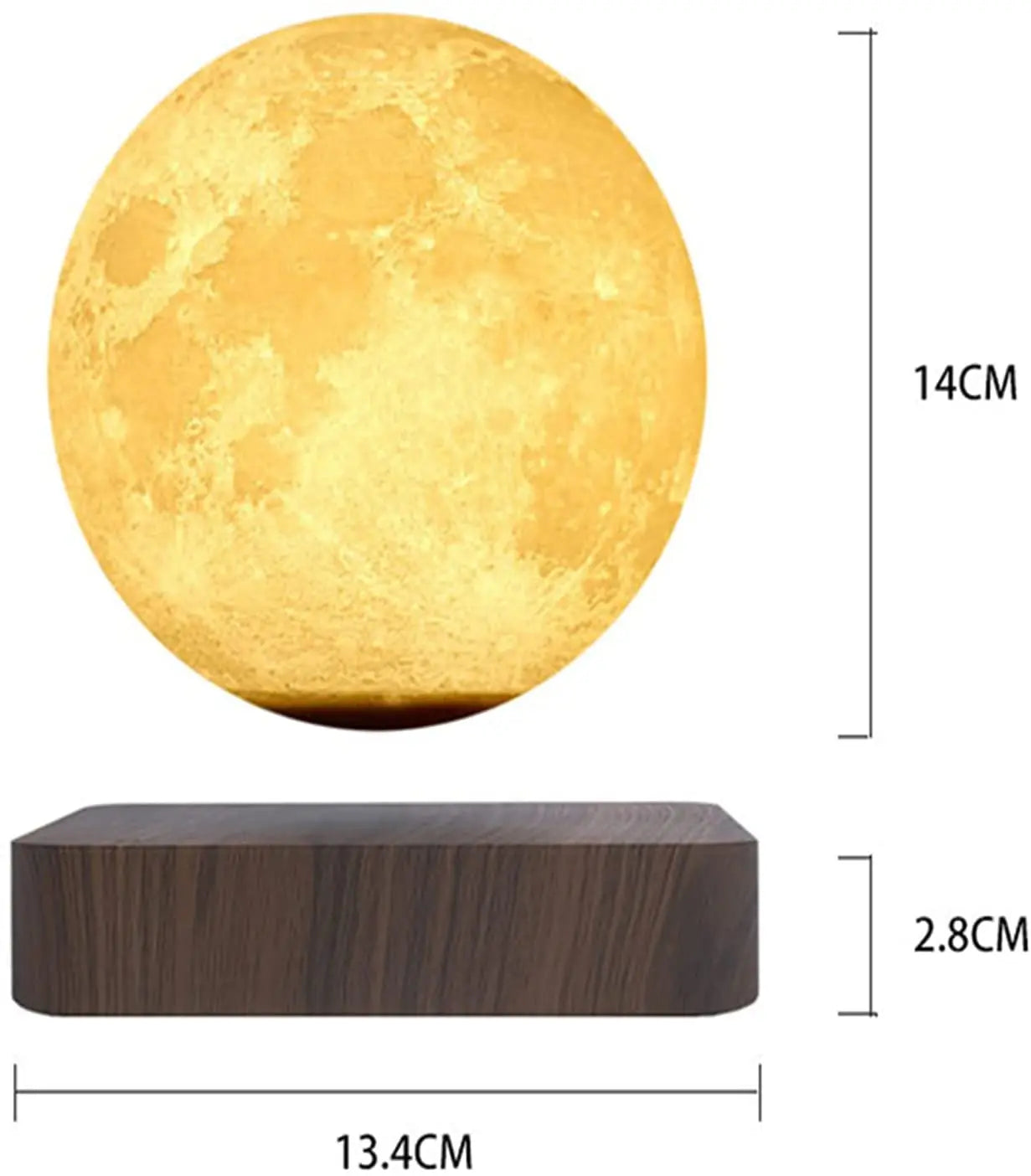 ZK30 Levitating Moon Lamp Night Light Floating 3D Printing LED Moon Lamp with Wooden Base and Magnetic with 3 Colors serenya