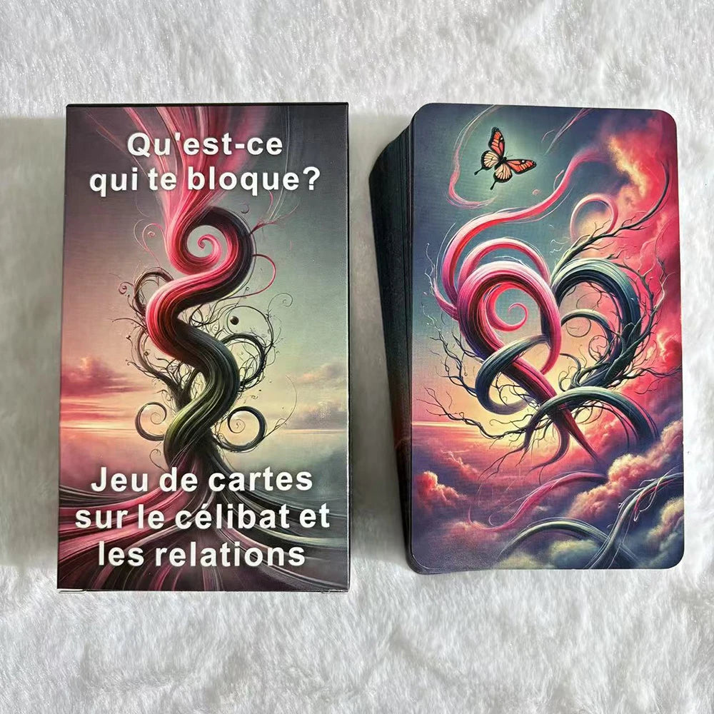 French Soulmate Tarot Cards, What's Blocking You? Love Oracle Cards, Singles Relationship Oracle Deck for Beginners, 80-Cards serenya