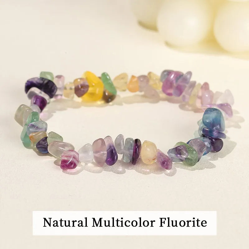 Natural Amethyst Chips Bracelet Healing Chakra Yoga Meditation and Positive Energy Crystal Stretch Bangles Gift for Girlfriend serenya