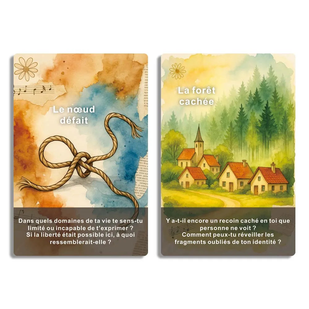 French Oracle Card Deck, French Tarot Cards, Traces of Memory Card Deck for Personal Reading, 12*8cm, 50 Cards serenya