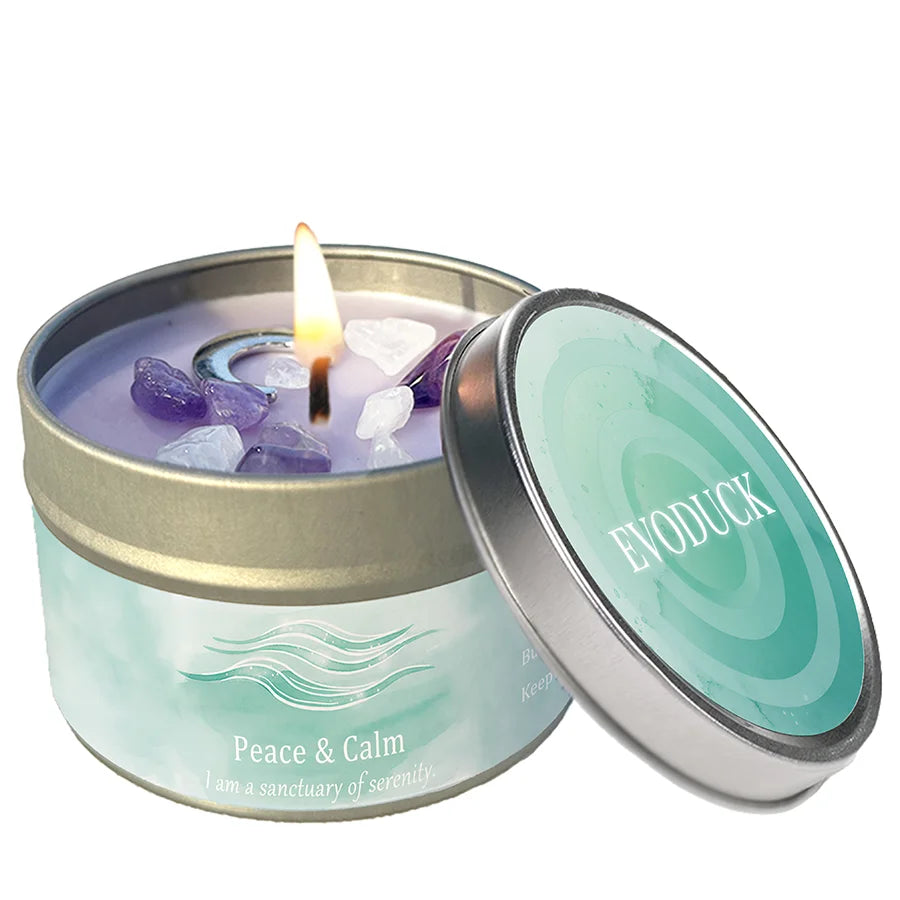 White Sage Frankincense Crystal Scented Candle Protection Cleansing Aromatherapy Meditation Room Decor Spiritual Yoga Gift 3oz serenya