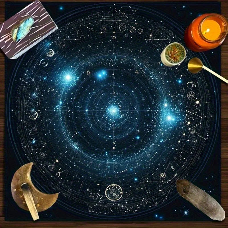 Sun & Moon Altar Cloth Tarot Table Cloth Geometric Star Starry Sky Constellation Divination Cloth Witchcraft Astrology Decor serenya