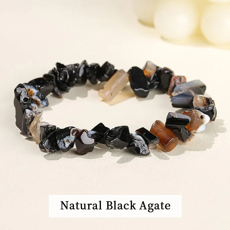 Natural Amethyst Chips Bracelet Healing Chakra Yoga Meditation and Positive Energy Crystal Stretch Bangles Gift for Girlfriend serenya