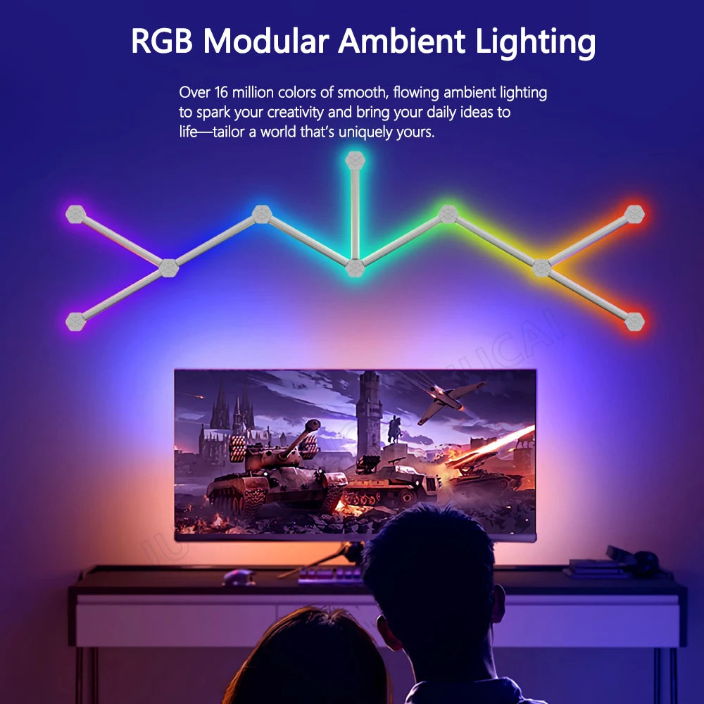 Splicing Light DIY Atmosphere Light RGB Smart Wall Light Voice Control Lamp for Esports Room Bedroom Bar Decoration Night Light serenya
