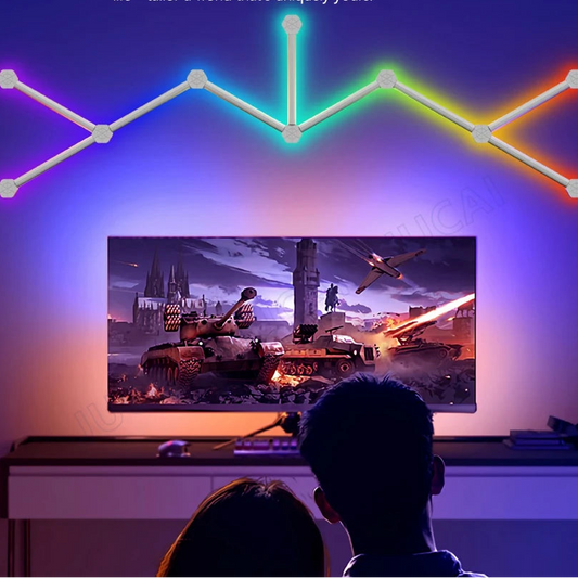Splicing Light DIY Atmosphere Light RGB Smart Wall Light Voice Control Lamp for Esports Room Bedroom Bar Decoration Night Light serenya