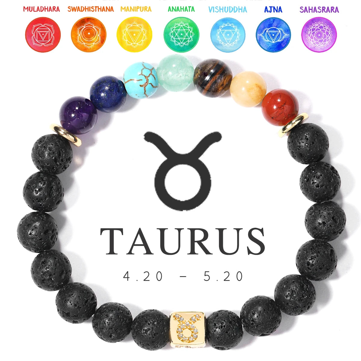 7 Chakra Bracelet 12 Zodiac Bracelet Stainless Steel Energy Natural Volcanic Stone Beads 8mm Women Men's Bracelets Chakra Gift serenya