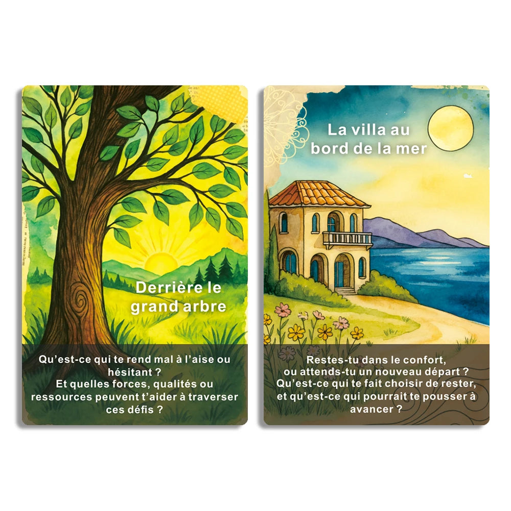 French Oracle Card Deck, French Tarot Cards, Traces of Memory Card Deck for Personal Reading, 12*8cm, 50 Cards serenya