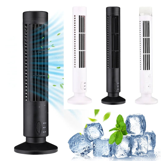 2.5W 38CM/33CM LED Tower Fan No Leaf  2 Gear Speed Stand Up Tower Fan Portable Electric Floor Fan for Living Room Bedroom Office serenya