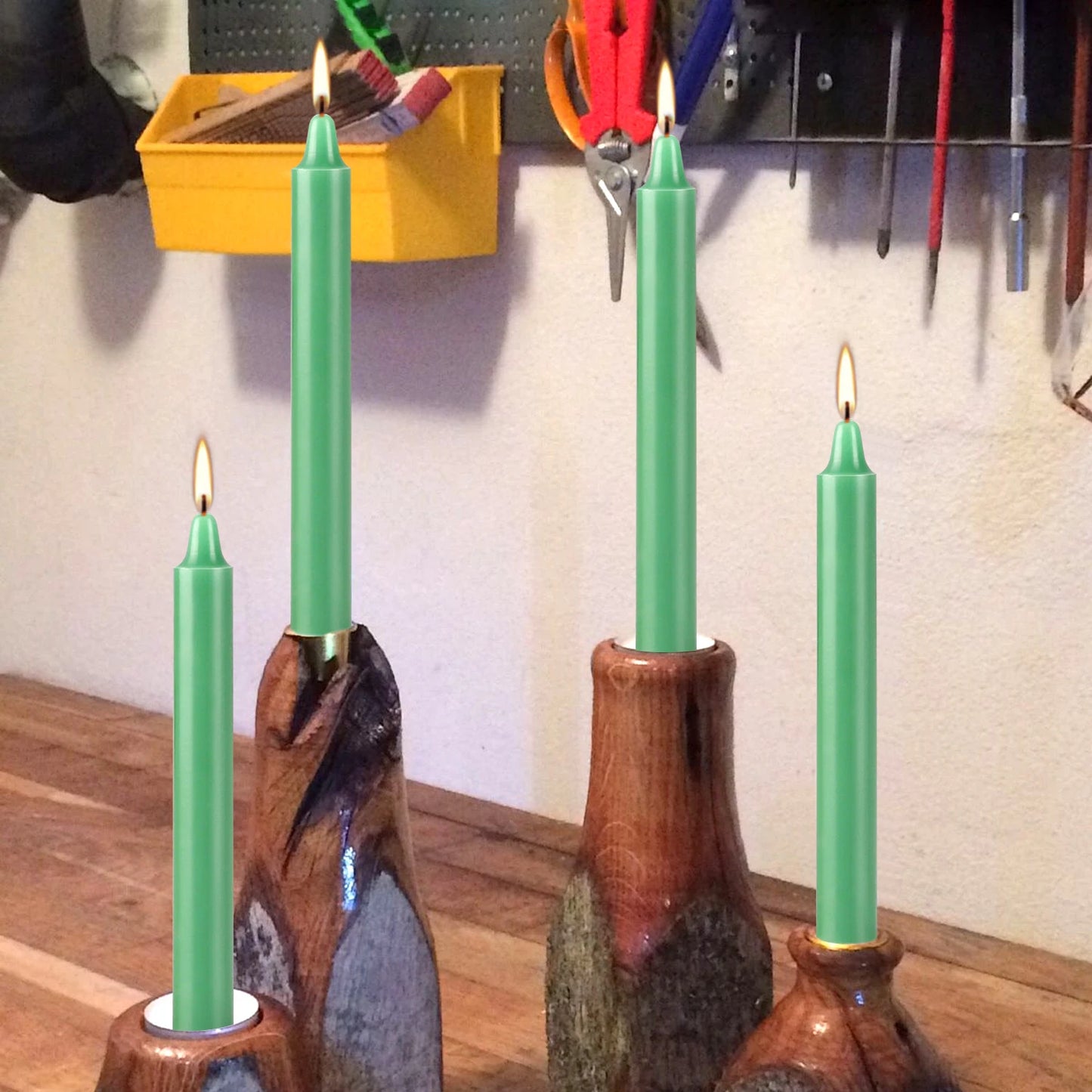 12 Pcs 3.9*0.4In（10.1*1.2Cm） Green Small Stick Candles, No Drip, No Smoke, No Scent, Household Dinner Candles, Hand-Poured, High-Quality, Suitable for Various Places and Holidays. serenya
