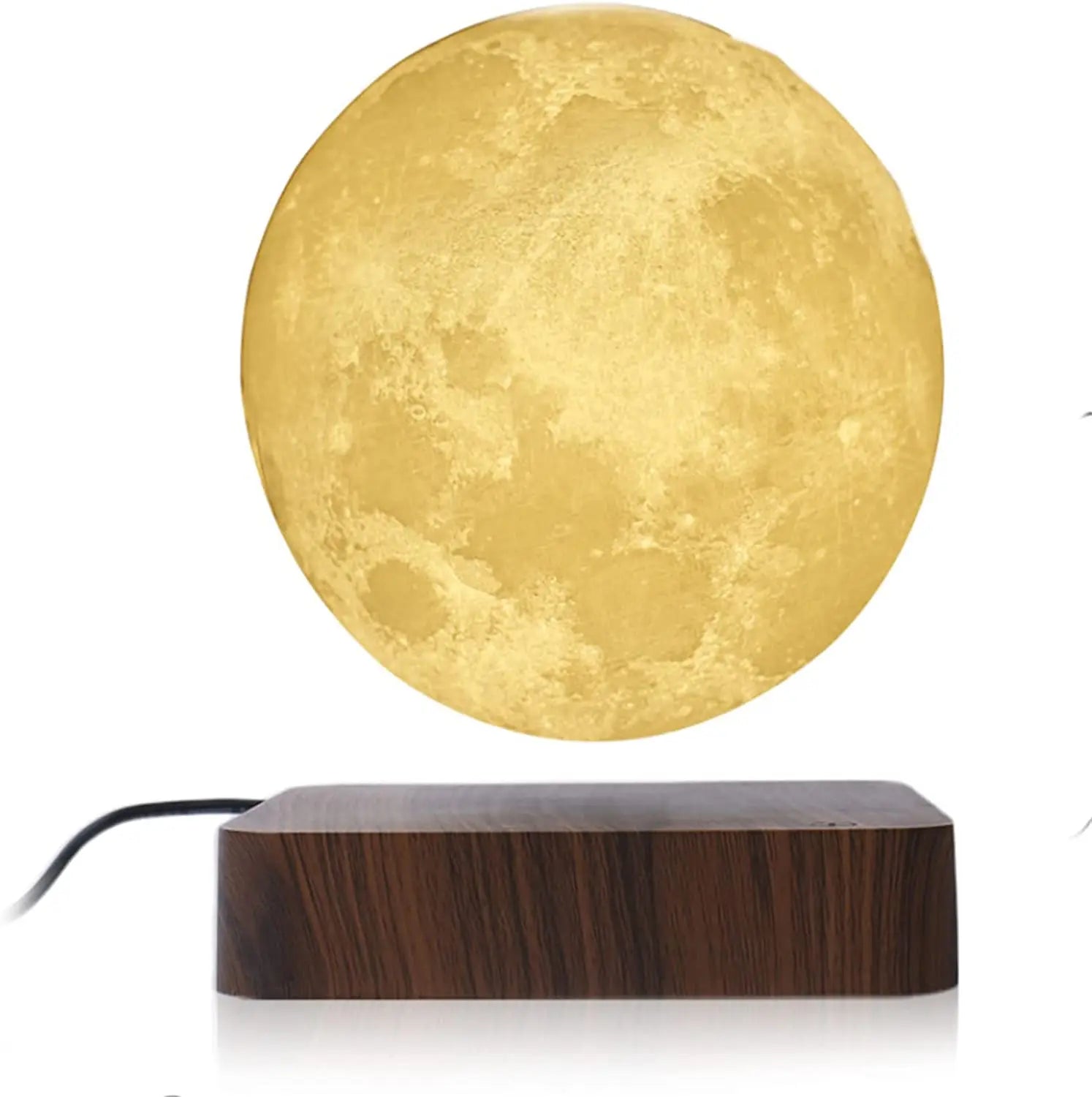 ZK30 Levitating Moon Lamp Night Light Floating 3D Printing LED Moon Lamp with Wooden Base and Magnetic with 3 Colors serenya