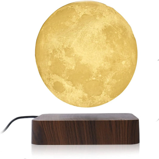 ZK30 Levitating Moon Lamp Night Light Floating 3D Printing LED Moon Lamp with Wooden Base and Magnetic with 3 Colors serenya