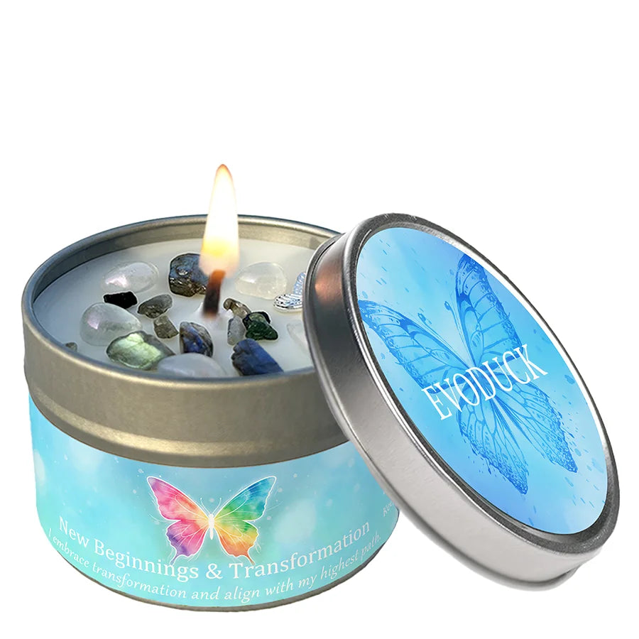 White Sage Frankincense Crystal Scented Candle Protection Cleansing Aromatherapy Meditation Room Decor Spiritual Yoga Gift 3oz serenya